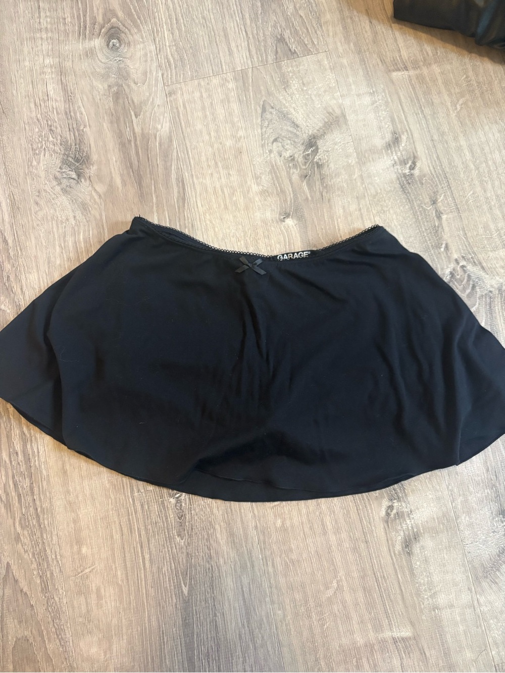 Garage Black Flared Mini Skirt with Bow Detail